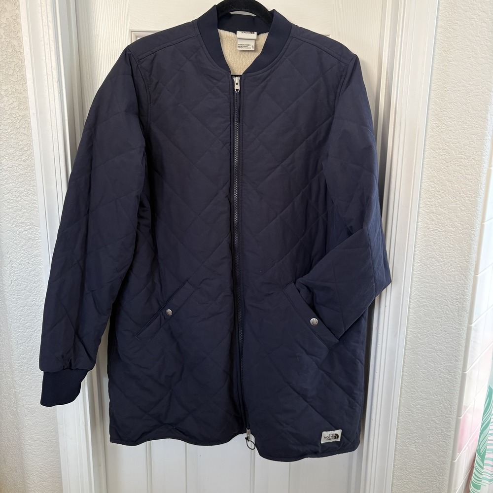 Womens The North Face Cuchillo Parka NF0A4R3R Size XL Navy‎ Quilted Sherpa Lined